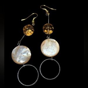 Handmade drop earrings with mother-of-pearl facited beads. 20